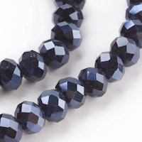 2561 6mm electropläterade fasetterade glasrondeller - prussian blue