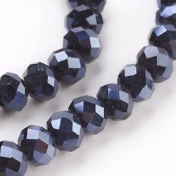 2561 6mm electropläterade fasetterade glasrondeller - prussian blue