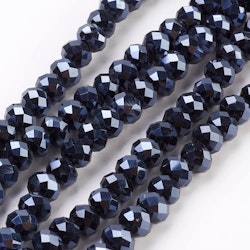 2561 6mm electropläterade fasetterade glasrondeller - prussian blue