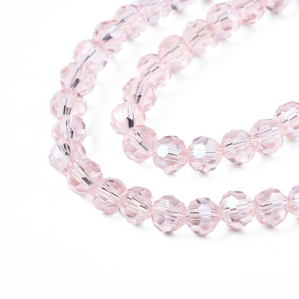 2965 Transparent rosa 4mm rund fasetterad glaspärla
