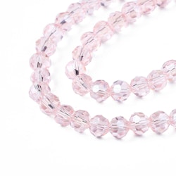 2965 Transparent rosa 4mm rund fasetterad glaspärla