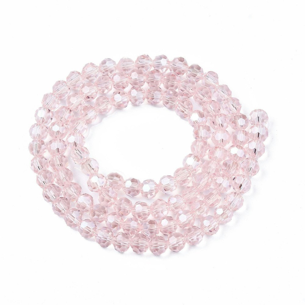 2965 Transparent rosa 4mm rund fasetterad glaspärla
