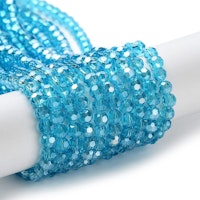 2968 Transparent deep sky blue 4mm rund fasetterad glaspärla