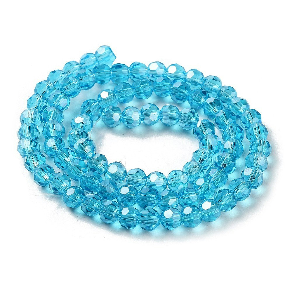 2968 Transparent deep sky blue 4mm rund fasetterad glaspärla