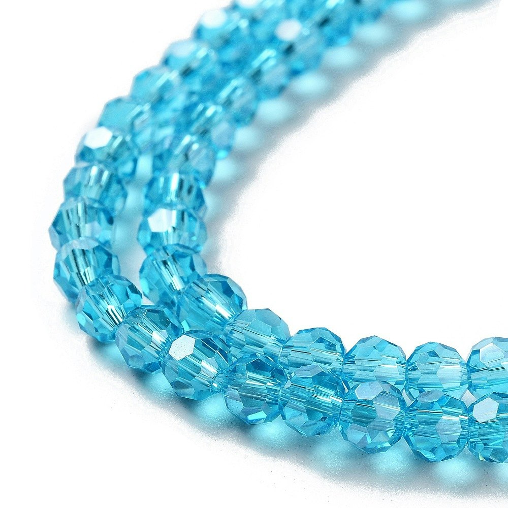 2968 Transparent deep sky blue 4mm rund fasetterad glaspärla