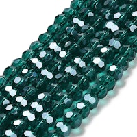 2971 Transparent teal 4mm rund fasetterad glaspärla