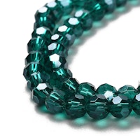 2971 Transparent teal 4mm rund fasetterad glaspärla