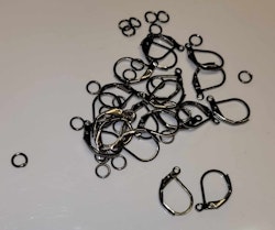 2978 Örhänges krokar gunmetall 10 par inkl ringar