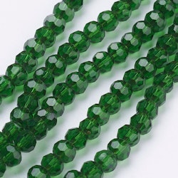 3067 glaspärla fasetterad rund 4mm grön
