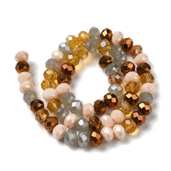 3080 Glaspärla fasetterad rondell 8x6mm burlywood mix