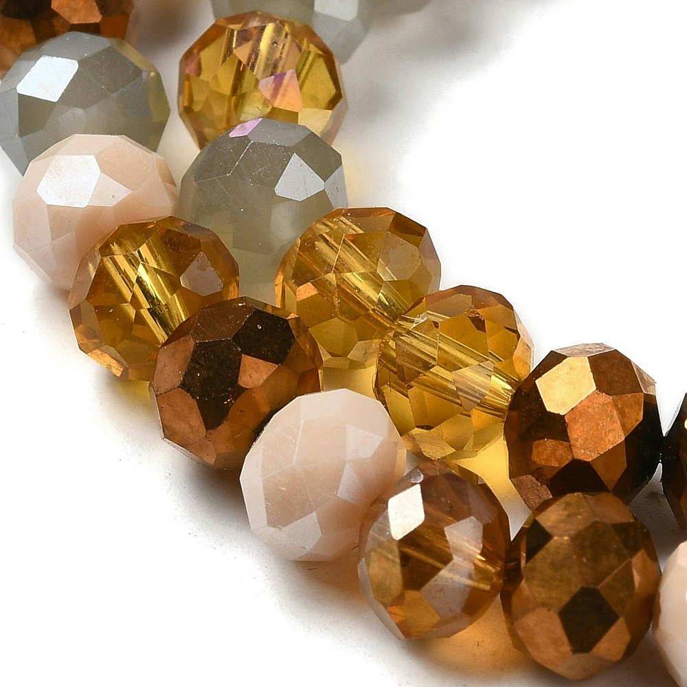 3080 Glaspärla fasetterad rondell 8x6mm burlywood mix