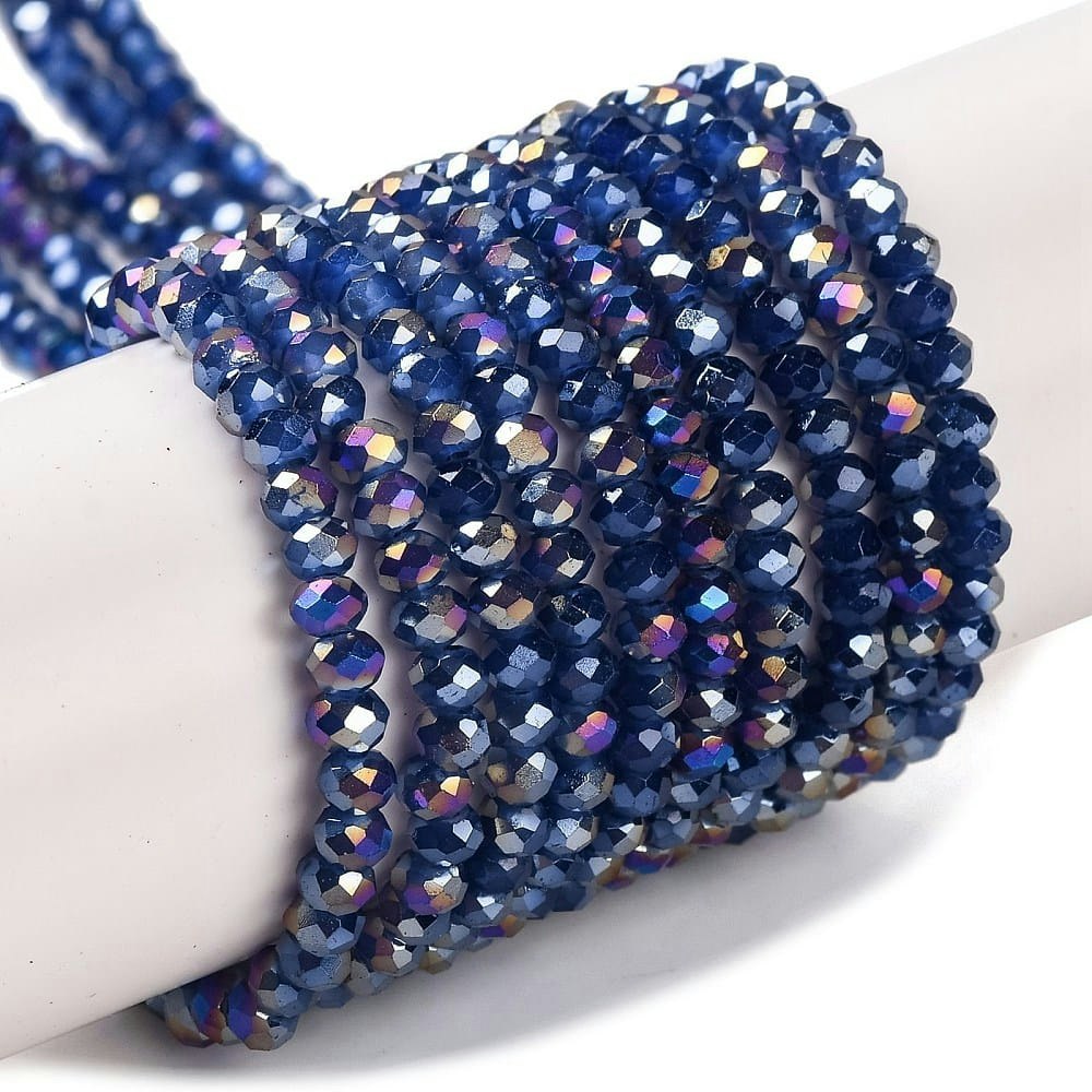 3126 glaspärla electropläterad rondell 3x2mm royal blue