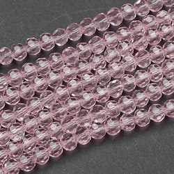 3133 glaspärla fasetterad rund 4mm misty rose