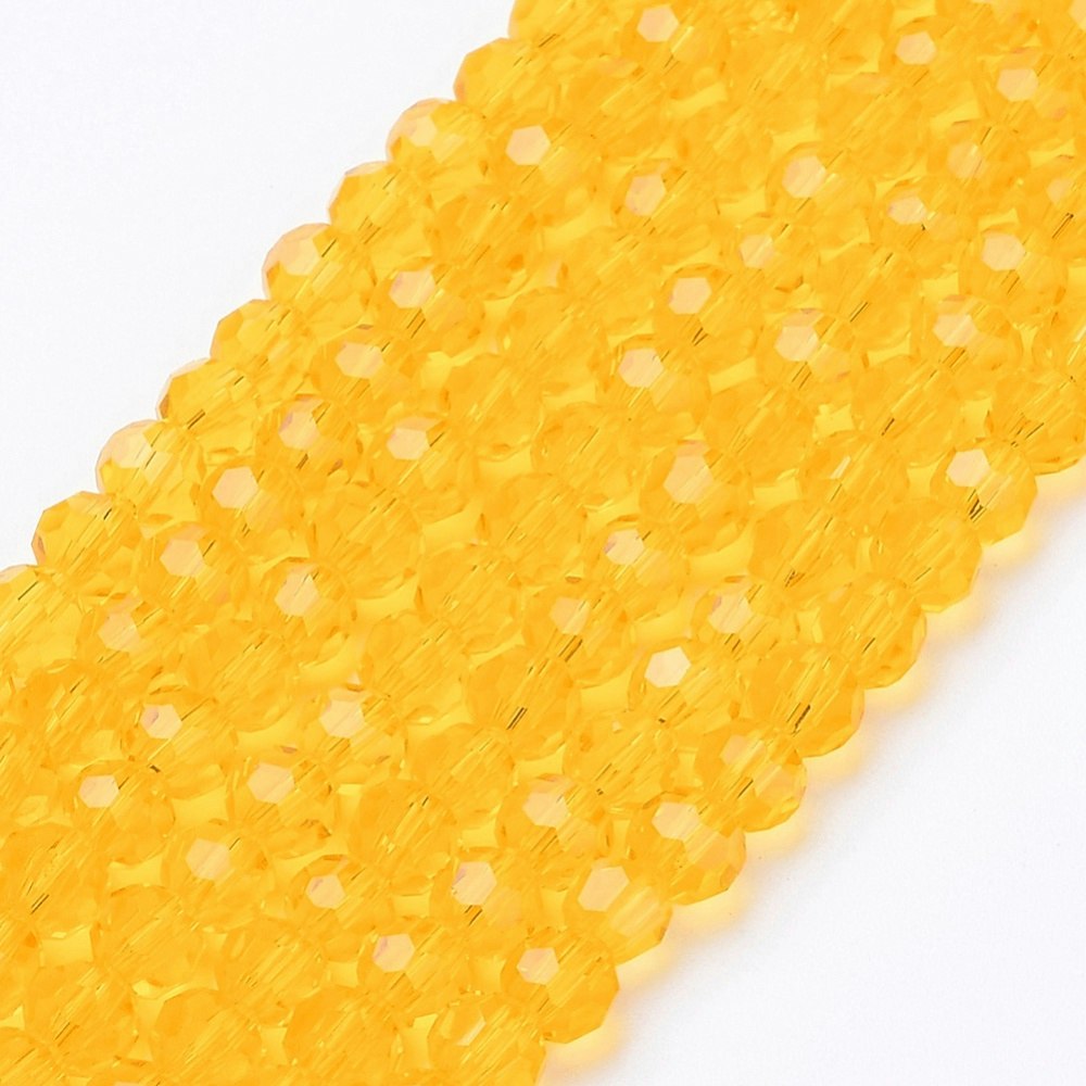 3136 Transparent 4mm rund fasetterad glaspärla gold