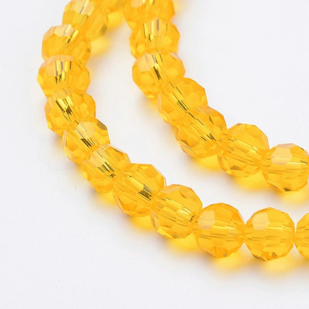 3136 Transparent 4mm rund fasetterad glaspärla gold