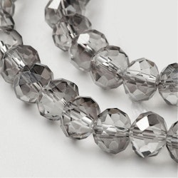 2175 Electropläterade 8mm fasetterad glasrondell ljusgrå silver