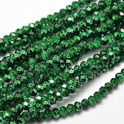 3139 Glaspärlor fasetterade rondell 4mm grön