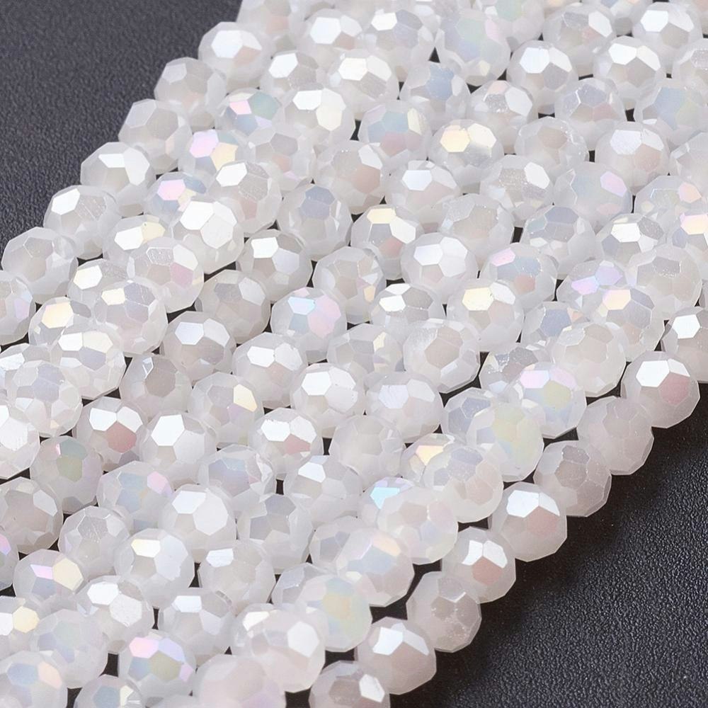 3144 glaspärla imiterad jade 3mm fasett vit