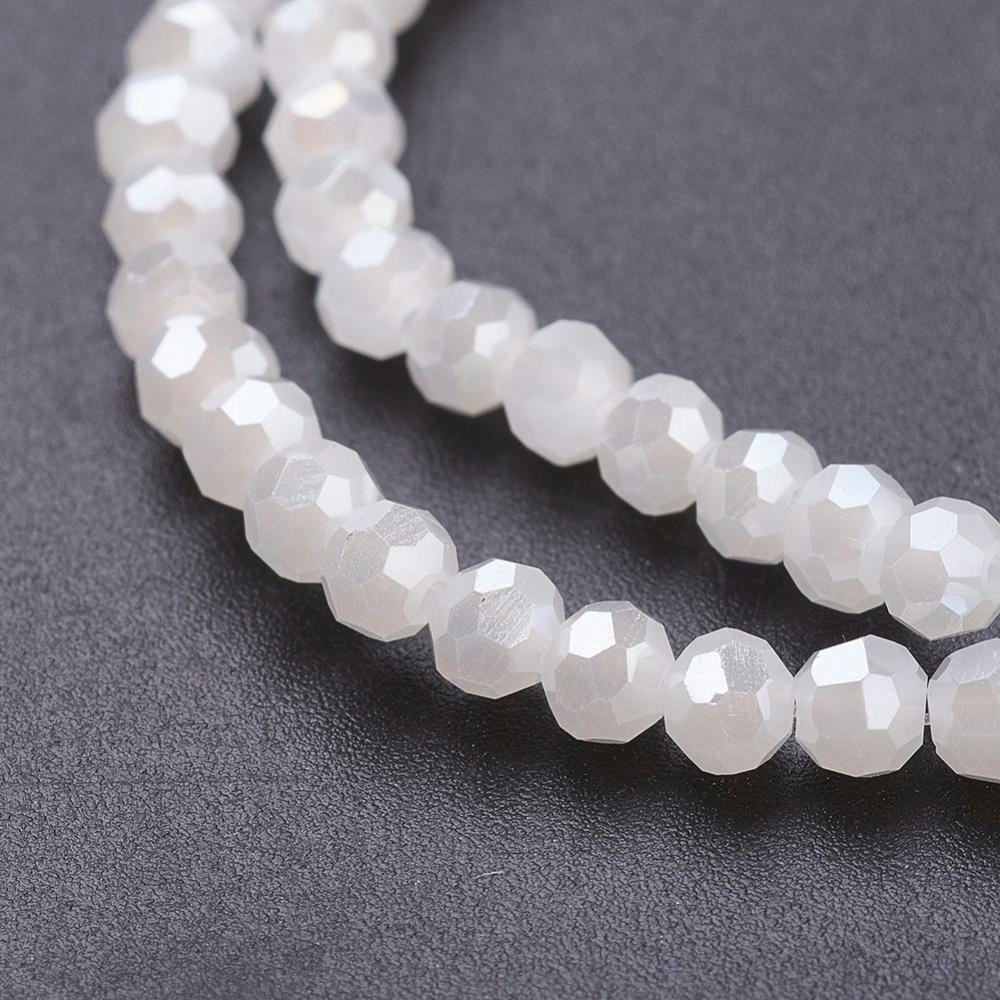 3144 glaspärla imiterad jade 3mm fasett vit