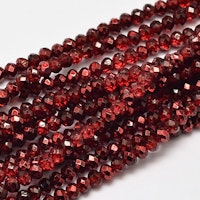 3146 Glaspärlor fasetterade rondell 4mm röd
