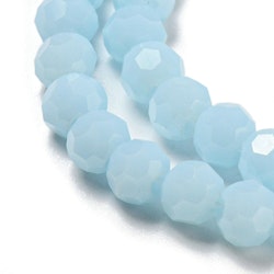 3148 Fasetterad rund glaspärlor 4mm opaque cyan ljusblå
