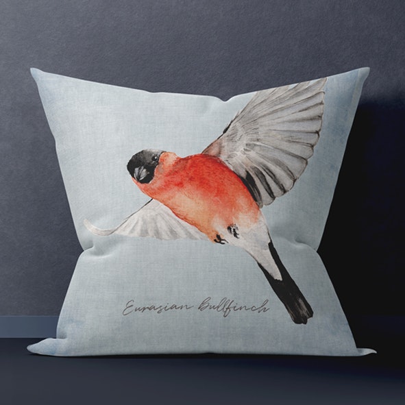 Kuddfodral "Herr Domherre & kotte" Blå – GOTS-certifierad bomull 40*40 cm