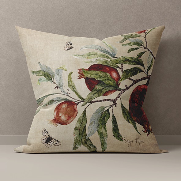 Kuddfodral "Granatäpple" Beige – GOTS-certifierad bomull 40*40 cm