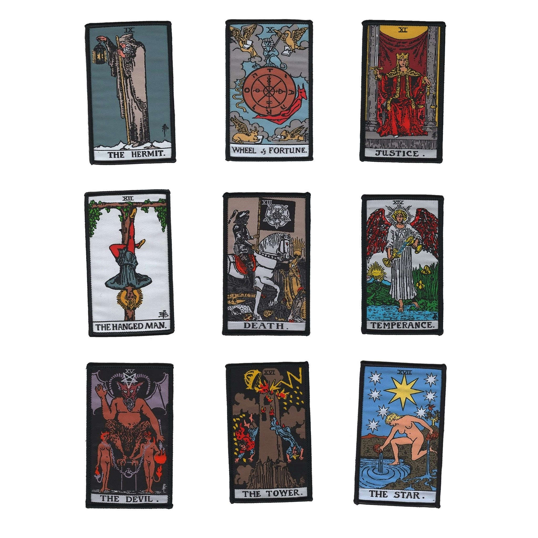 Tarot set (alla 22 Major Arcana-märken) - Iron-on/Kardborre