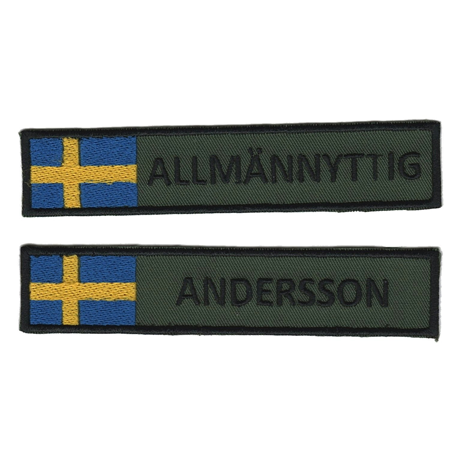 Eget namnband - Olivgrön - Med flagga
