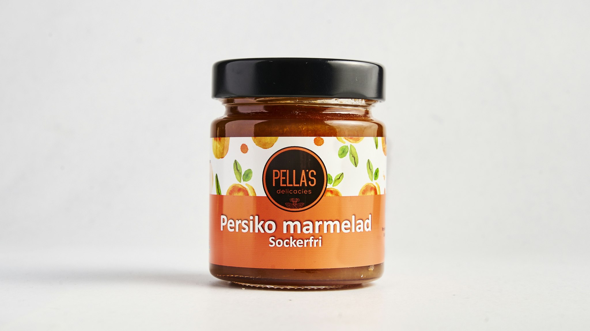 Persikomarmelad 220g: Delikat marmelad gjord av saftiga persikor, perfekt för att sprida på bröd eller som smaksättning.