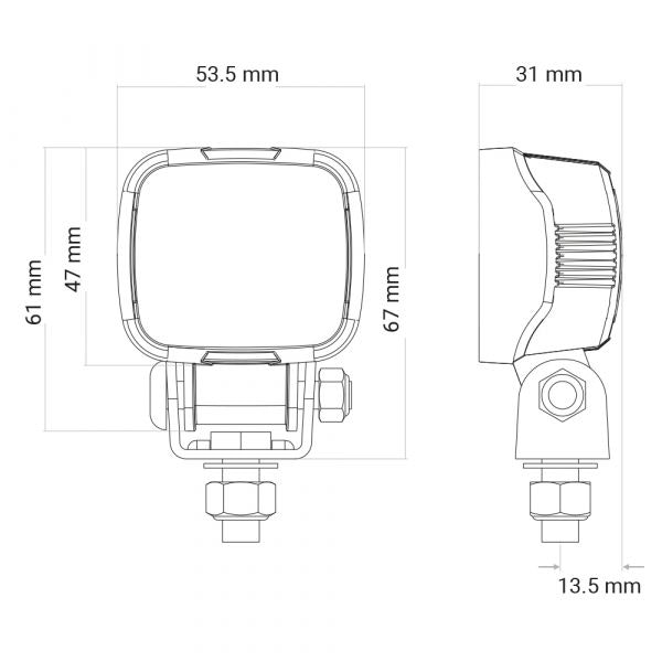 LED Arbets/Backljus Mini