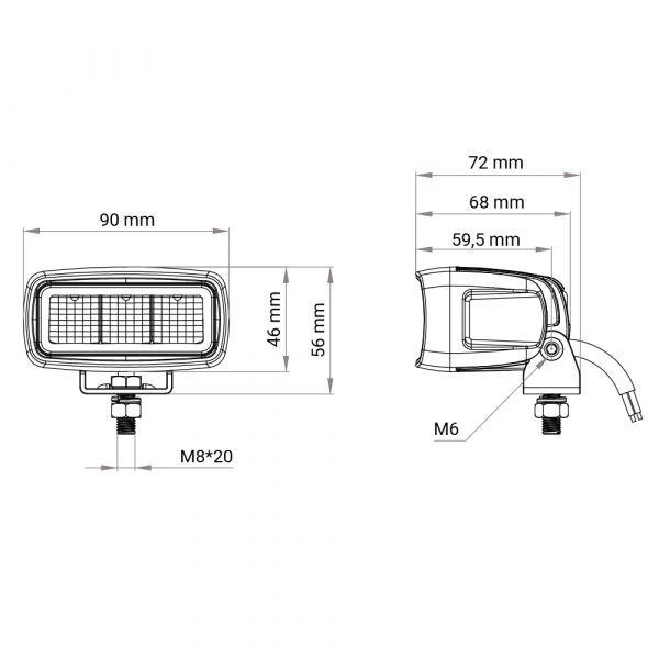 LED Arbets/Backljus 15W
