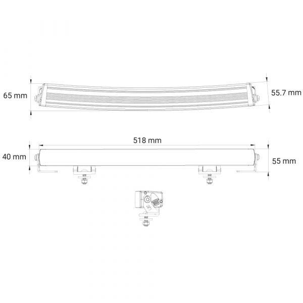 LED Ramp hydra kurvad 20" med positionsljus