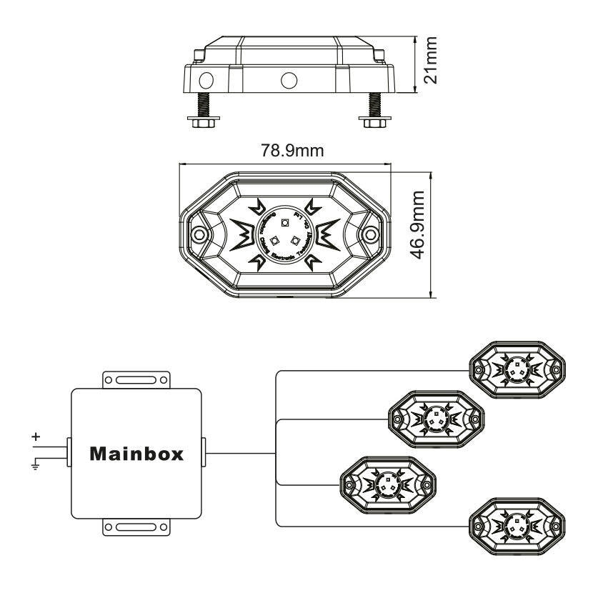 RGB LED Belysning 4 pack, Bluetoothstyrning