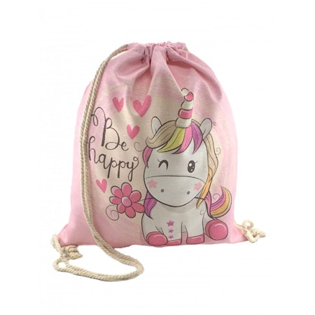 Gympapåse Unicorn / Enhörning 6, rosa "Be Happy"