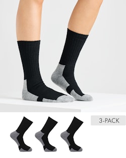 Thermal Hiking Wool Socks, Musta/Harmaa 3-paria