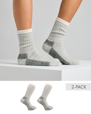 Kraftig Ullsocka, Grå 2-pack