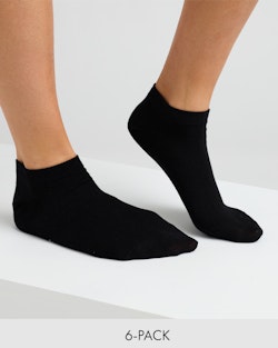 Sneaker Socks Bambu, Svart 6-pack