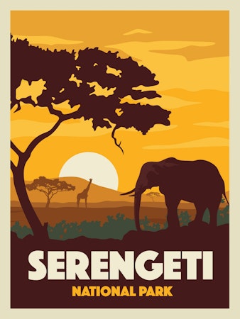 Serengeti. Grafisk poster