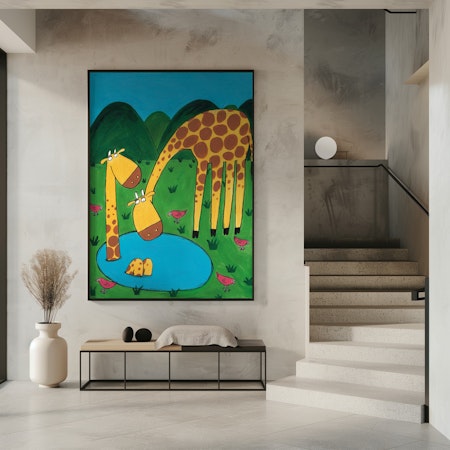 Giraffer vid vattnet