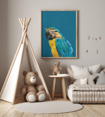 Macaw wearing glasses