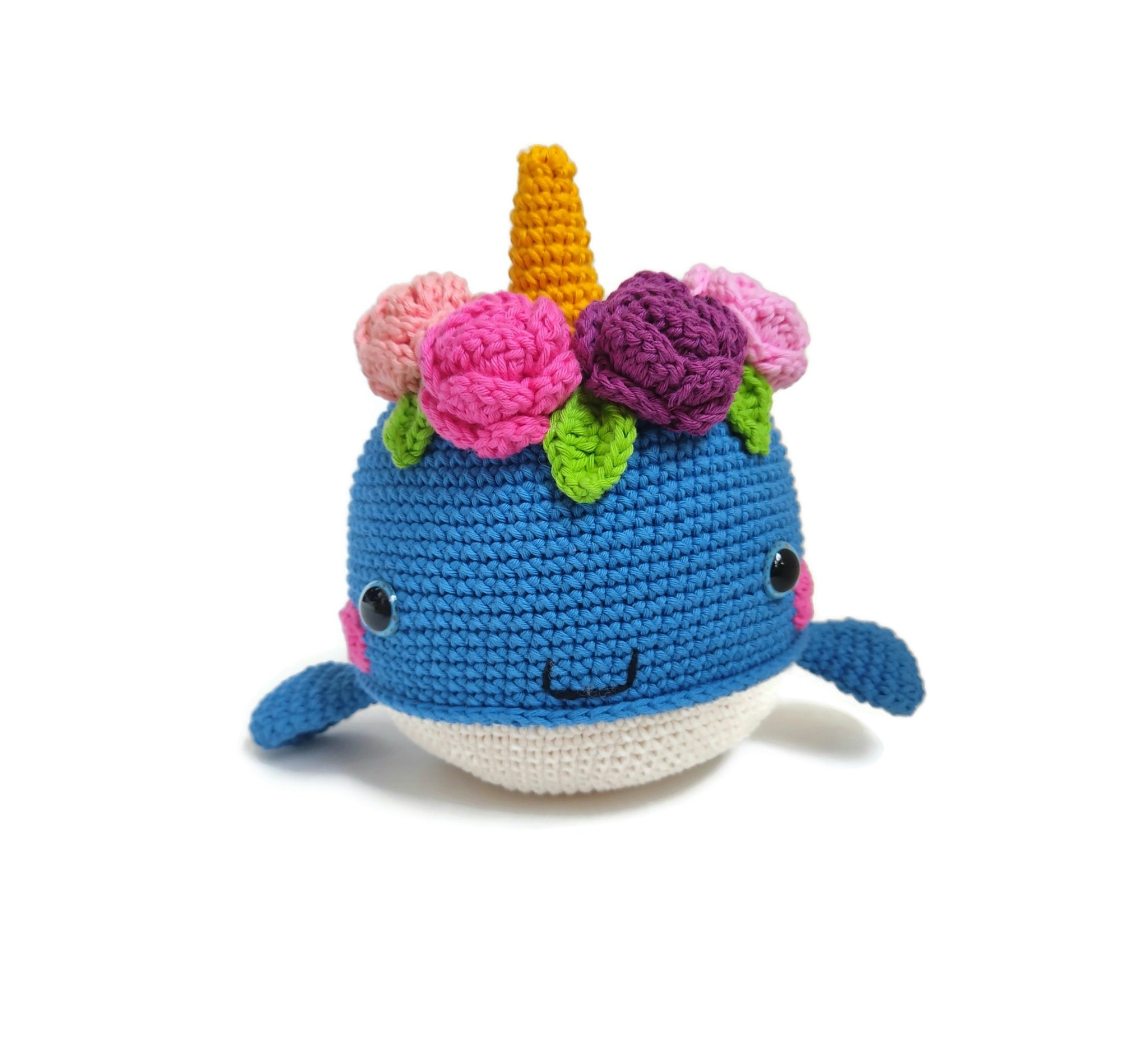 VIRKMÖNSTER Narval Rainbow Bubble • Narwhale • amigurumi virkbeskrivning • crochetbykim • PDF