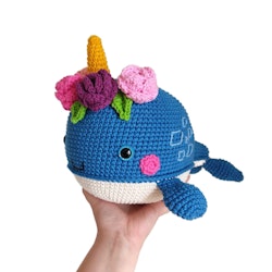 VIRKMÖNSTER Narval Rainbow Bubble • Narwhale • amigurumi virkbeskrivning • crochetbykim • PDF