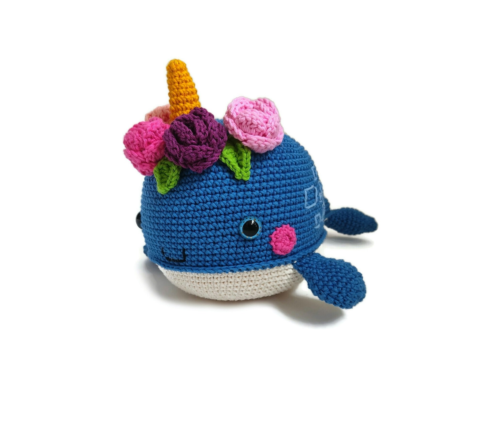 VIRKMÖNSTER Narval Rainbow Bubble • Narwhale • amigurumi virkbeskrivning • crochetbykim • PDF