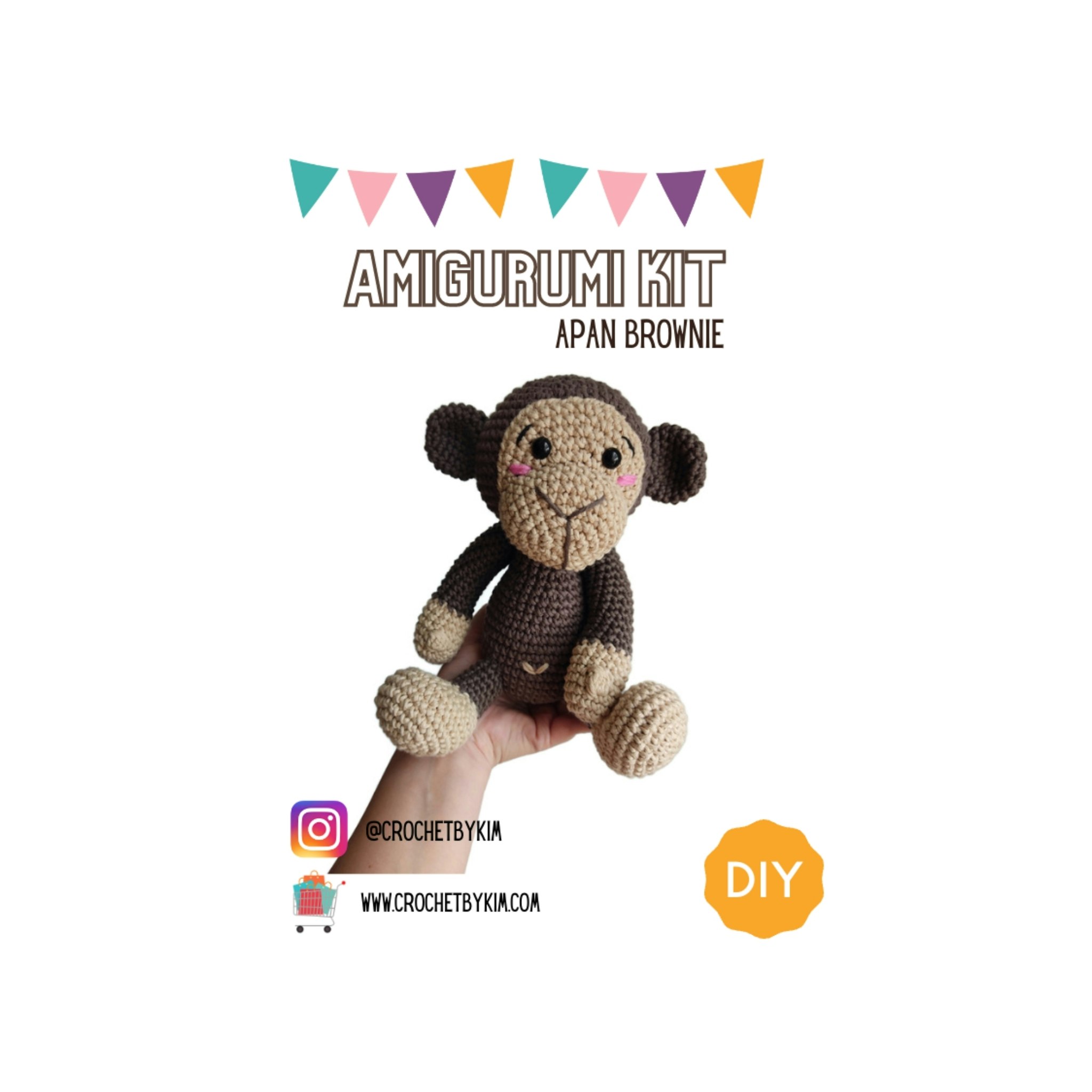 Amigurumi kit Apan Brownie • Djungel • Virkset gosedjur • DIY-kit • Crochetbykim