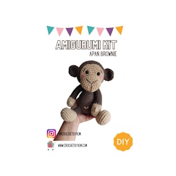 Amigurumi kit Apan Brownie • Djungel • Virkset gosedjur • DIY-kit • Crochetbykim