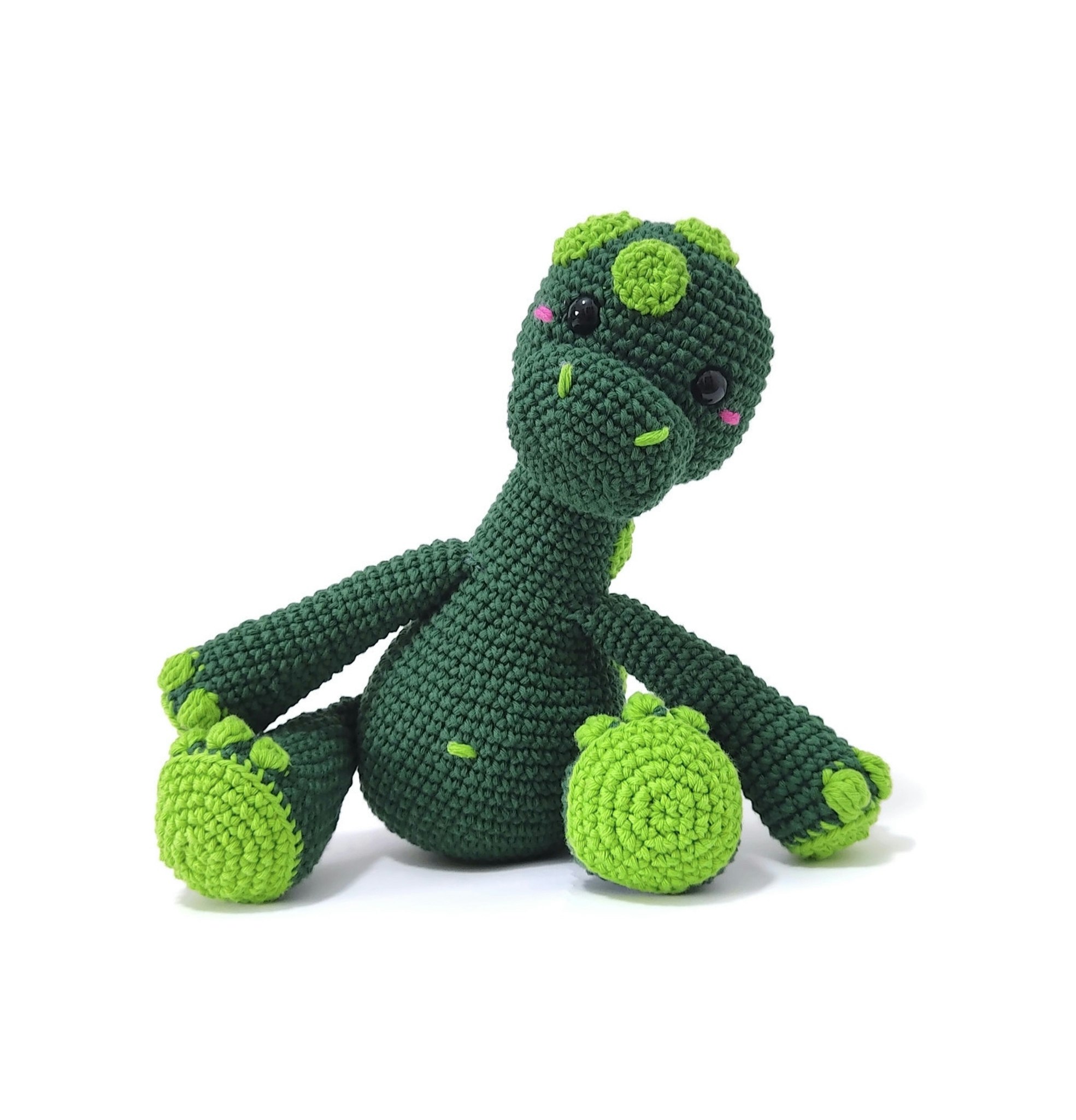 Amigurumi kit Grön Brontosaurus Broccoli • Dinosaurie • Virkset gosedjur • DIY-kit • Crochetbykim