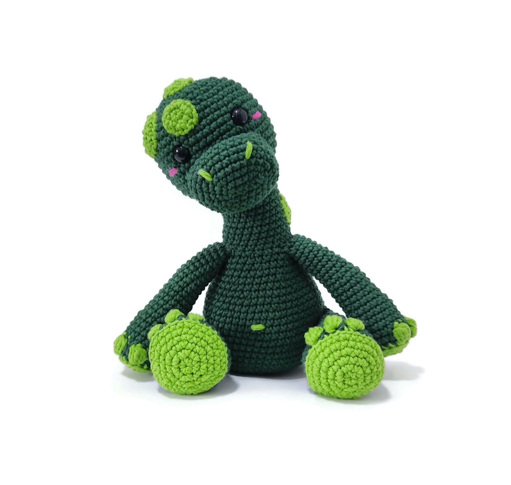 Amigurumi kit Grön Brontosaurus Broccoli • Dinosaurie • Virkset gosedjur • DIY-kit • Crochetbykim