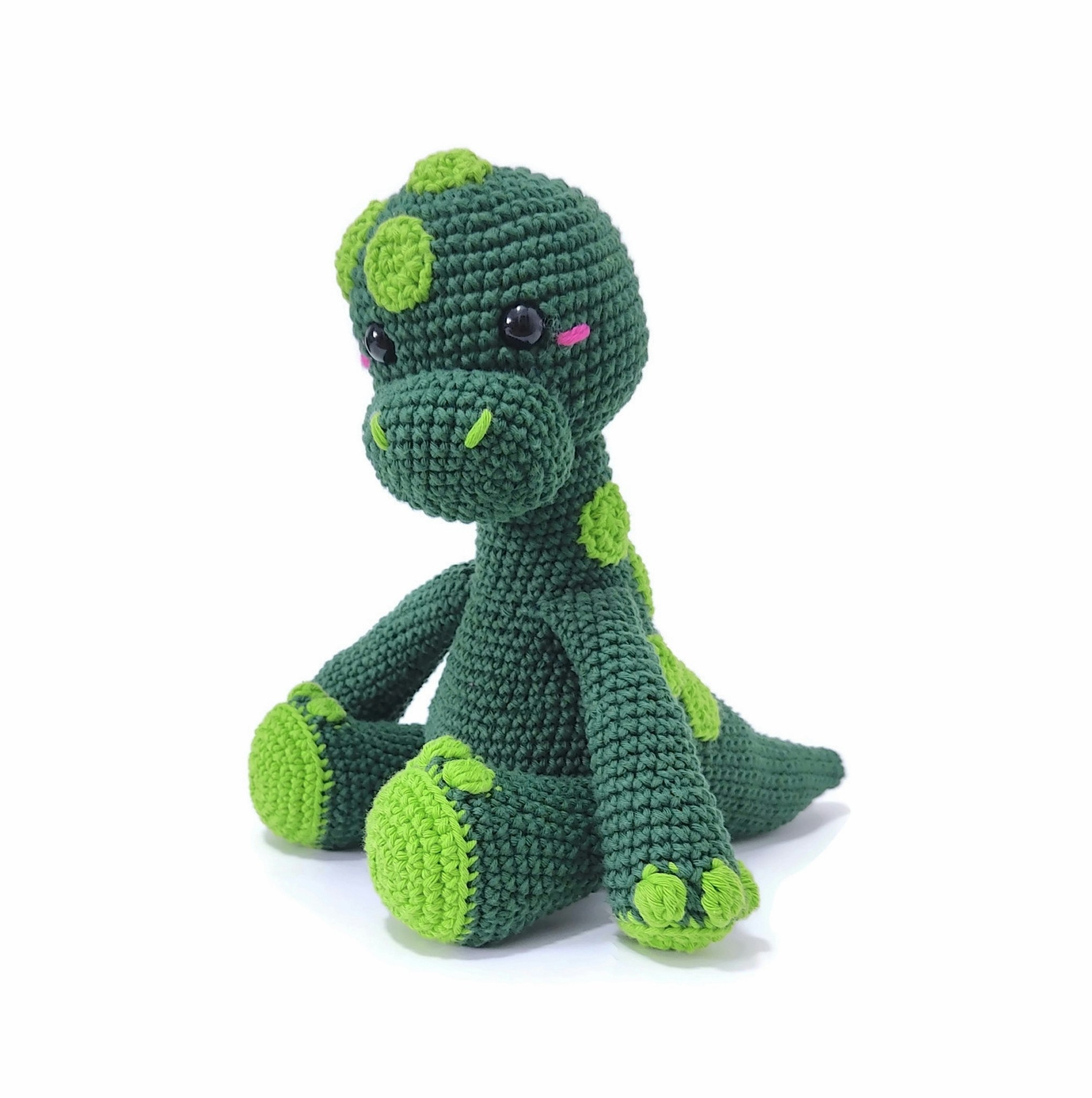 Amigurumi kit Grön Brontosaurus Broccoli • Dinosaurie • Virkset gosedjur • DIY-kit • Crochetbykim