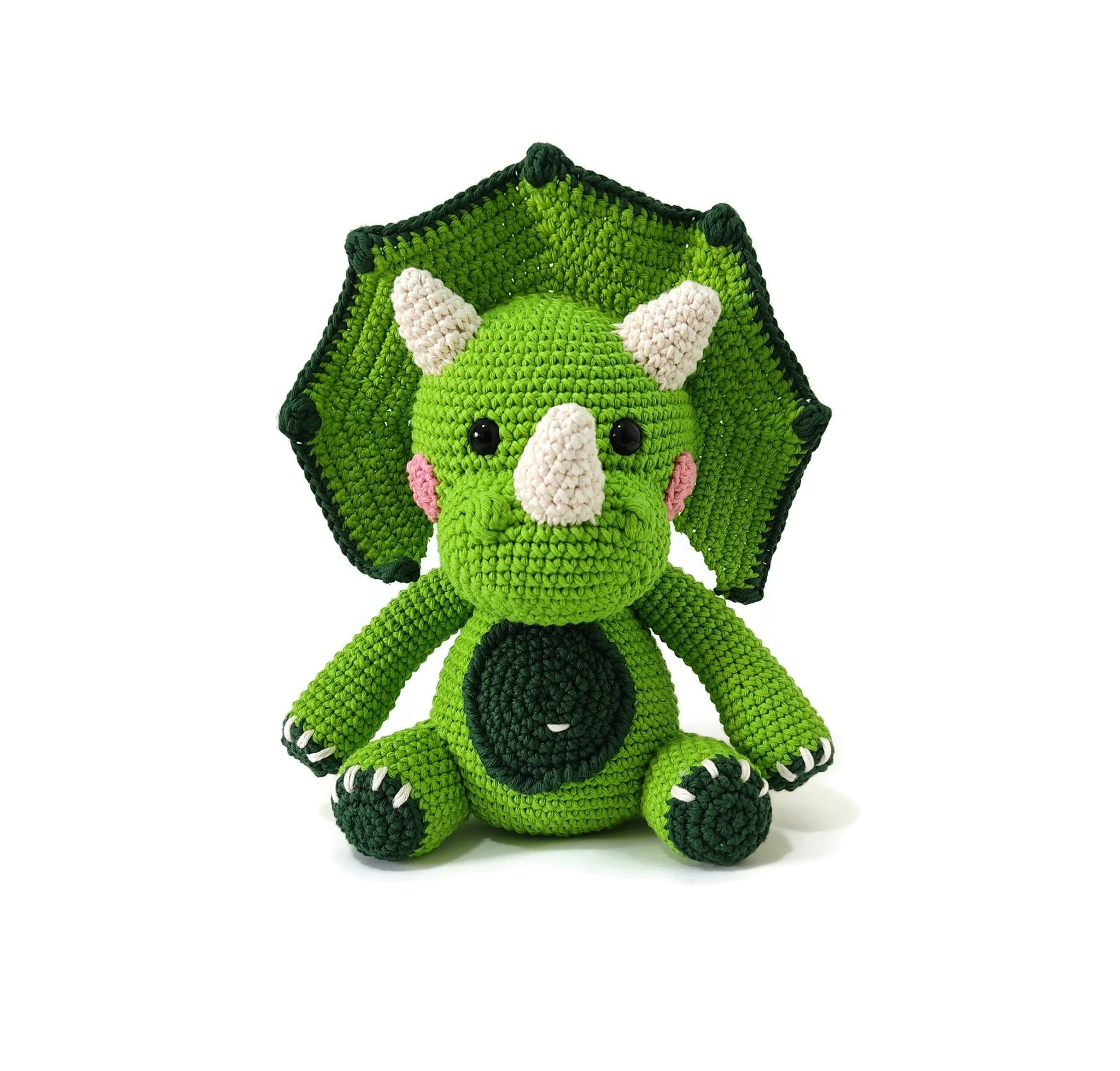 VIRKMÖNSTER Triceratops Spikey • Dinosaurie • amigurumi virkbeskrivning • crochetbykim • PDF